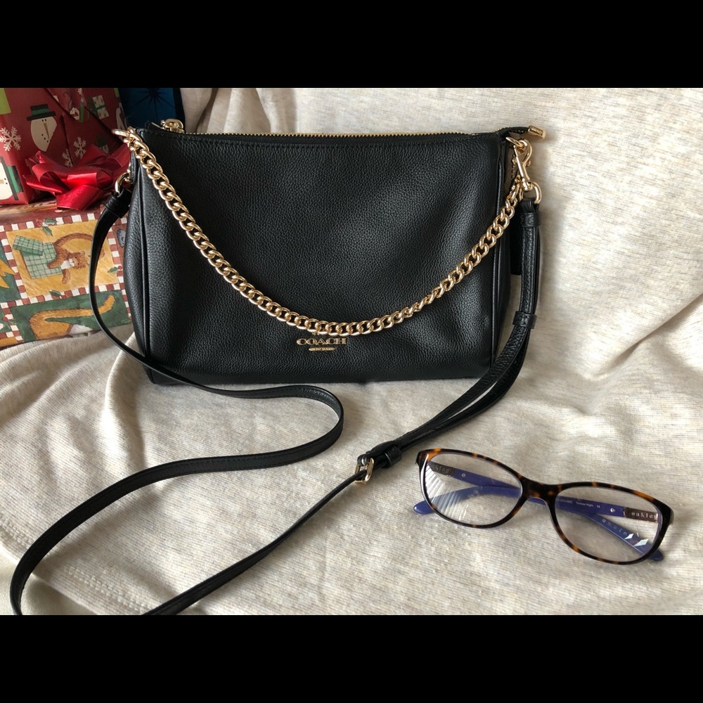 Coach black leather crossbody